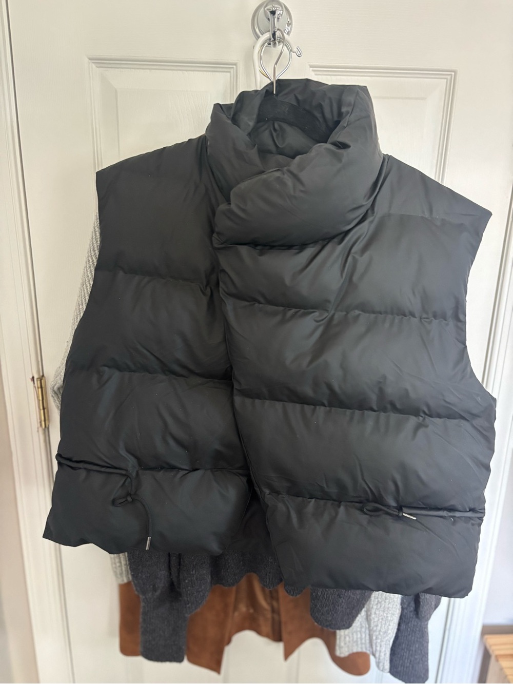 Rains Black Puffer Vest with High Collar. Waterproof.